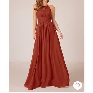 Azazie Bonnie size 4 Rust bridesmaid formal prom gown high neck keyhole